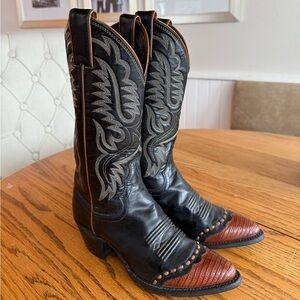 Justin Boots Black and Brown Cowboy Boots